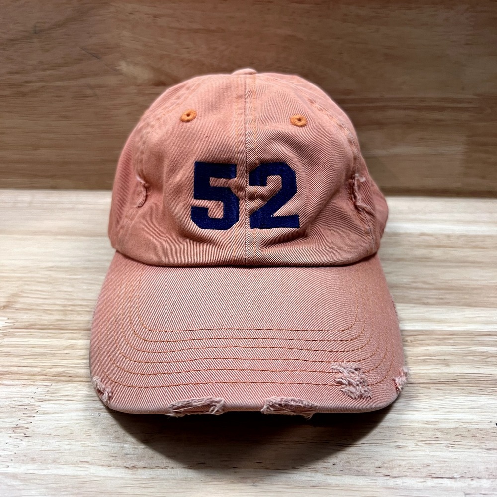 District Threads Cap Hat #52 Logo Distressed Adjustable Orange Dad Unstructured